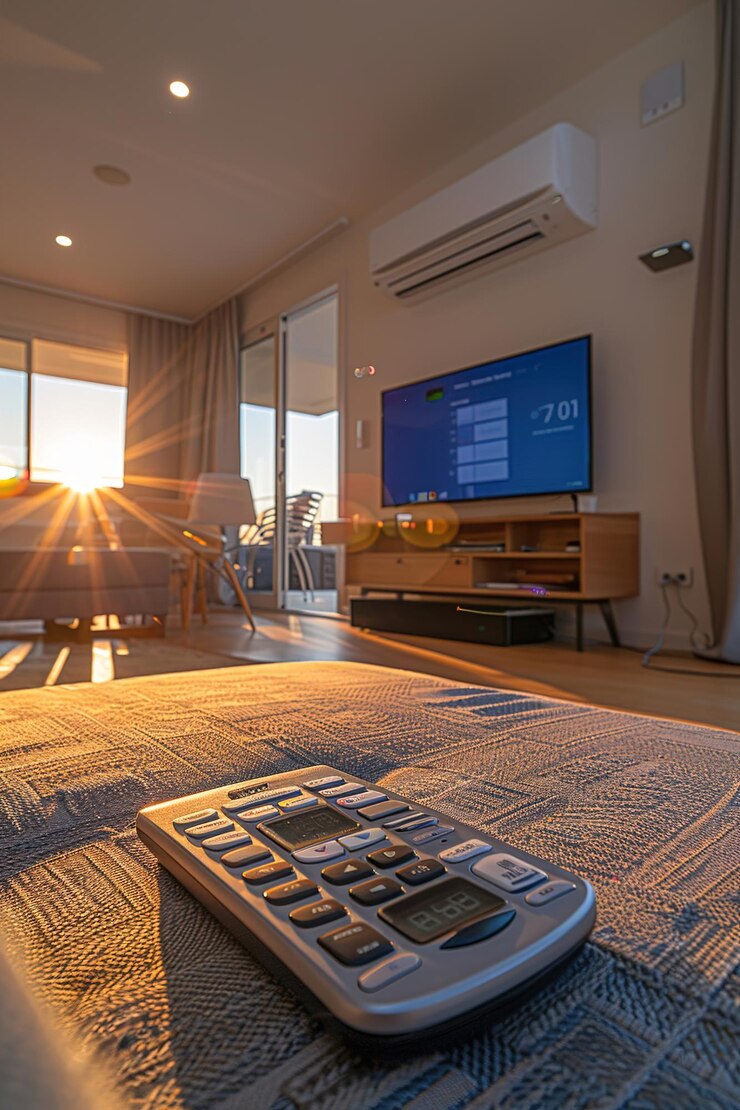 modern-living-room-with-air-conditioner-running-curtains-drawn-remote-placed-sofa_964444-52102